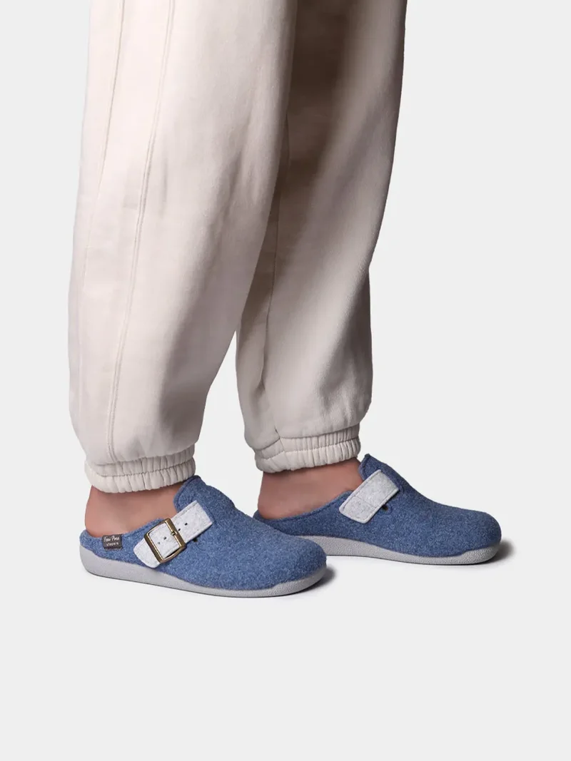 Slipper de mujer tipo zueco con hebilla en fieltro reciclado | MIMA-FR