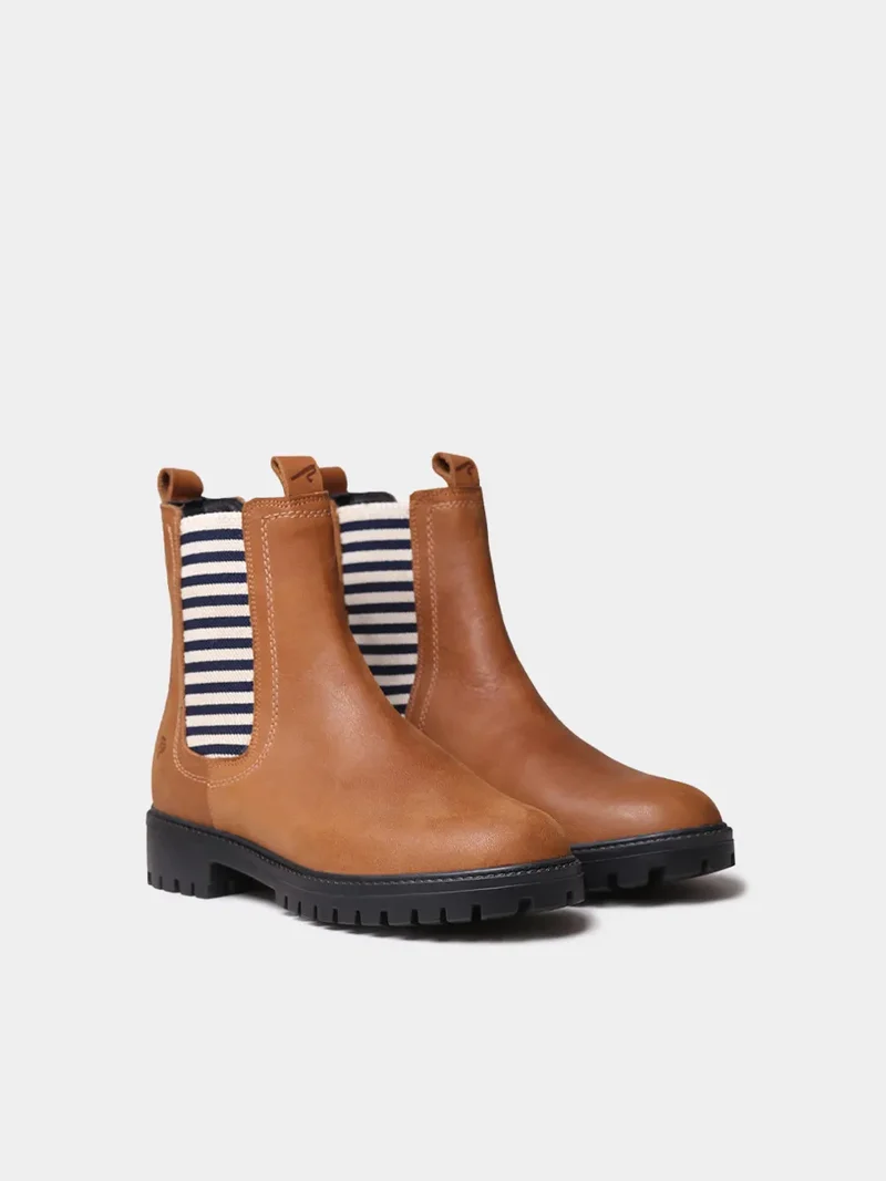 Botines de mujer en piel con elásticos a rayas | CARLA-NR