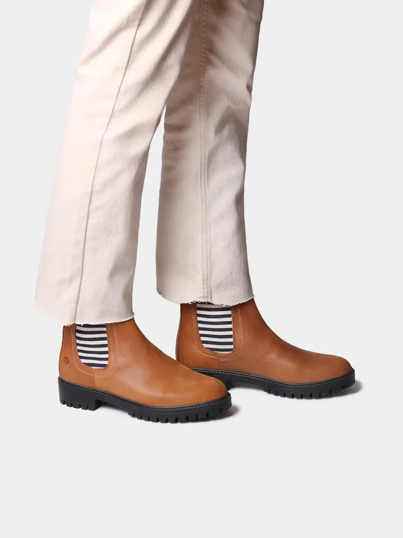 Botines de mujer en piel con elásticos a rayas | CARLA-NR