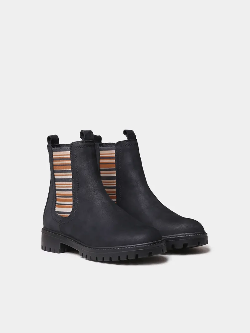 Botines de mujer en piel con elásticos a rayas | CARLA-NR