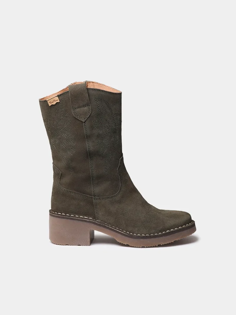 Botines cowboy de mujer en serraje con bordados | ILLINOIS-SY