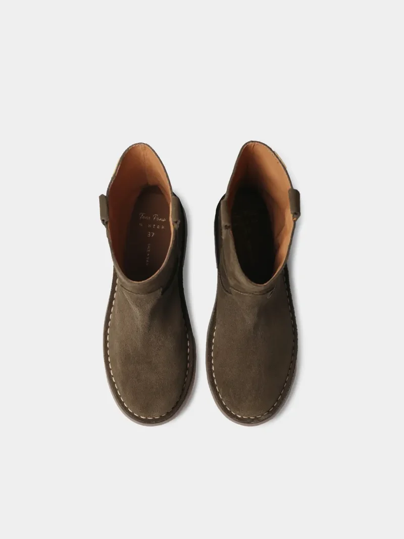 Botines planos de mujer en serraje | IRUN-SY