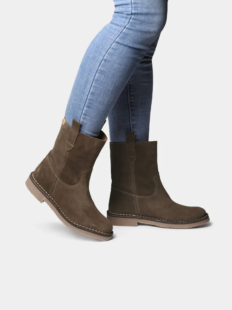 Botines planos de mujer en serraje | IRUN-SY