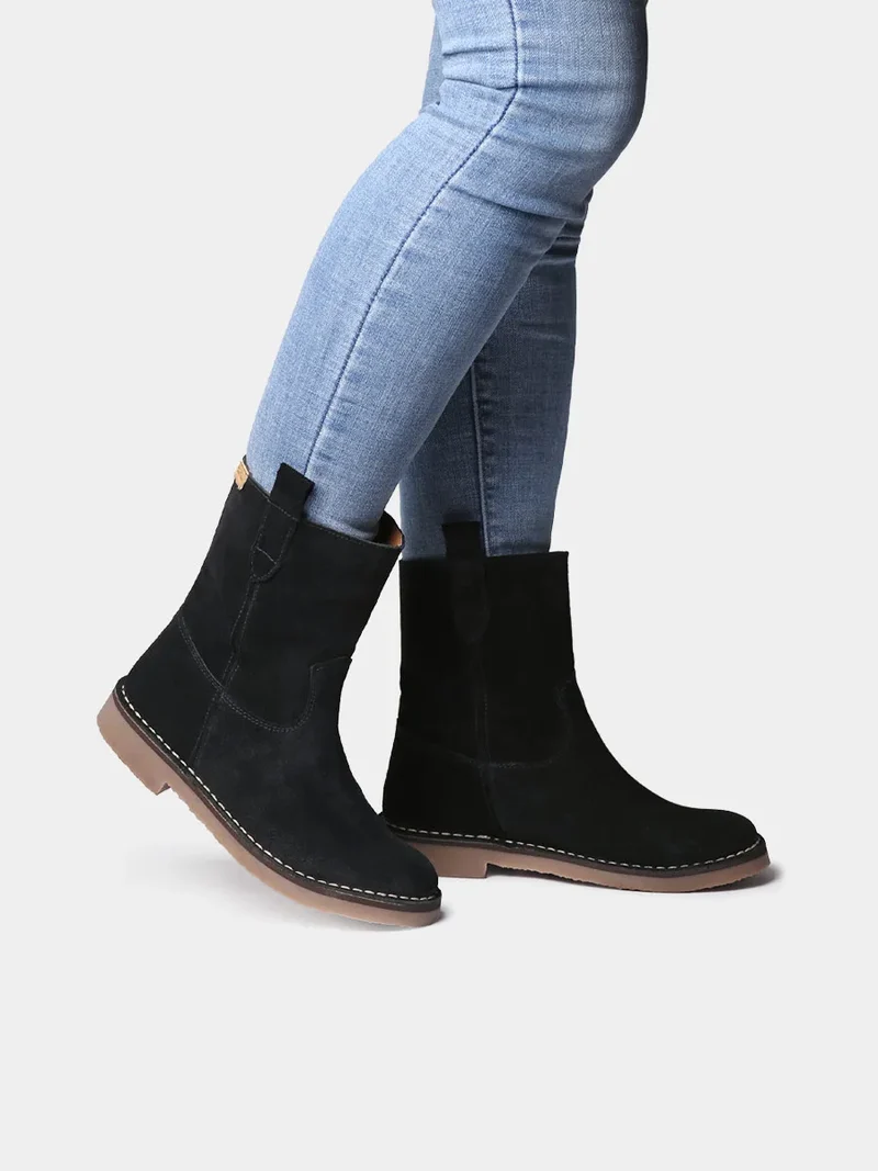 Botines planos de mujer en serraje | IRUN-SY