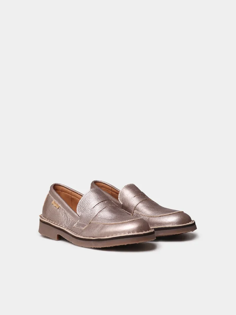 Mocasín de mujer en piel metalizada | IVANA-AT
