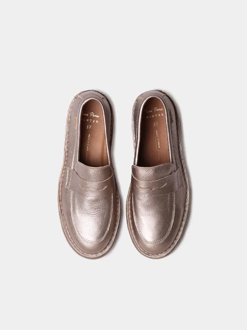 Mocasín de mujer en piel metalizada | IVANA-AT