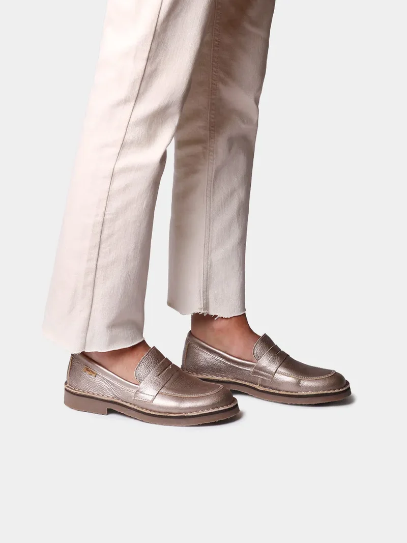 Mocasín de mujer en piel metalizada | IVANA-AT