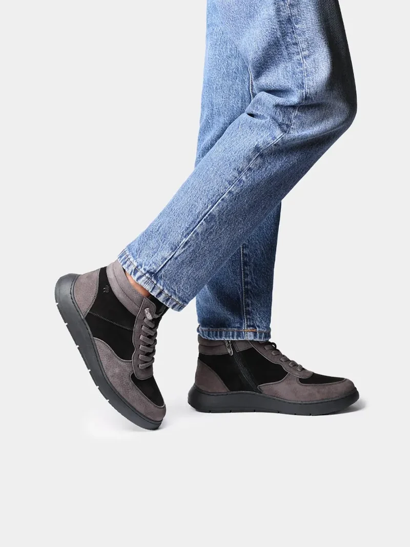 Zapatilla abotinada de mujer en serraje con cremallera | PANAMA