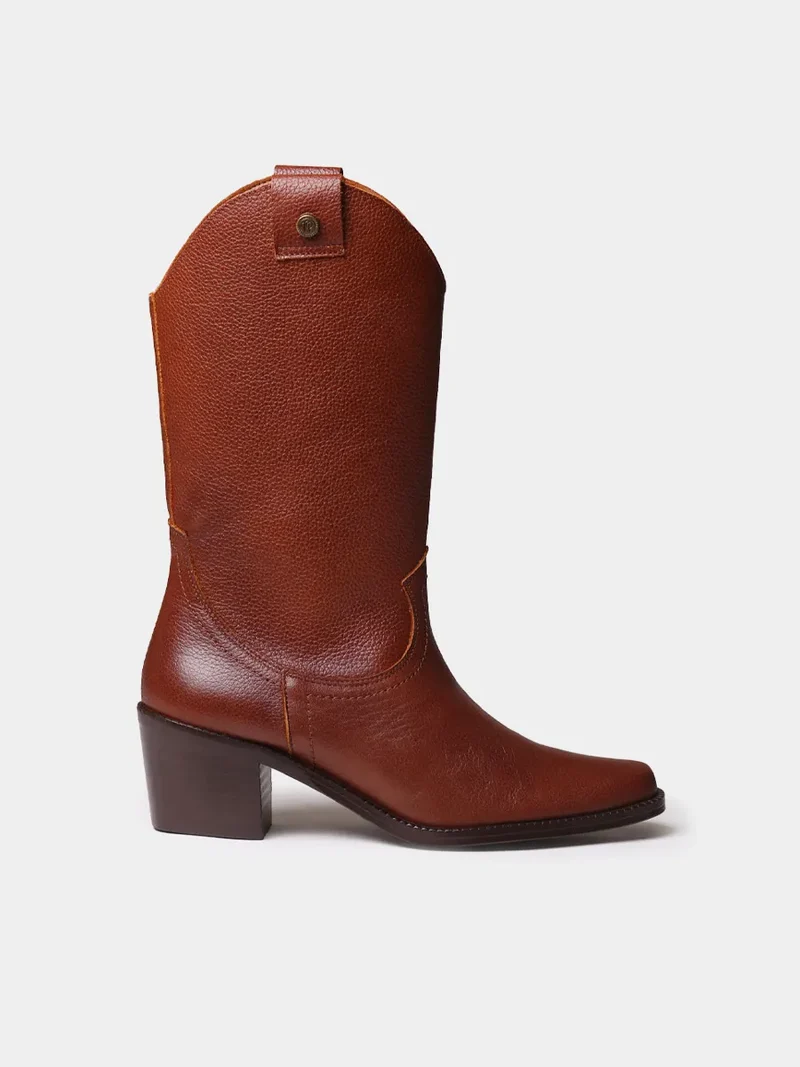Botines de mujer cowboy en piel con tacón | UBEDA