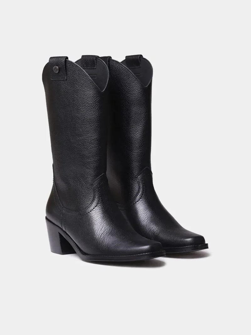Botines de mujer cowboy en piel con tacón | UBEDA