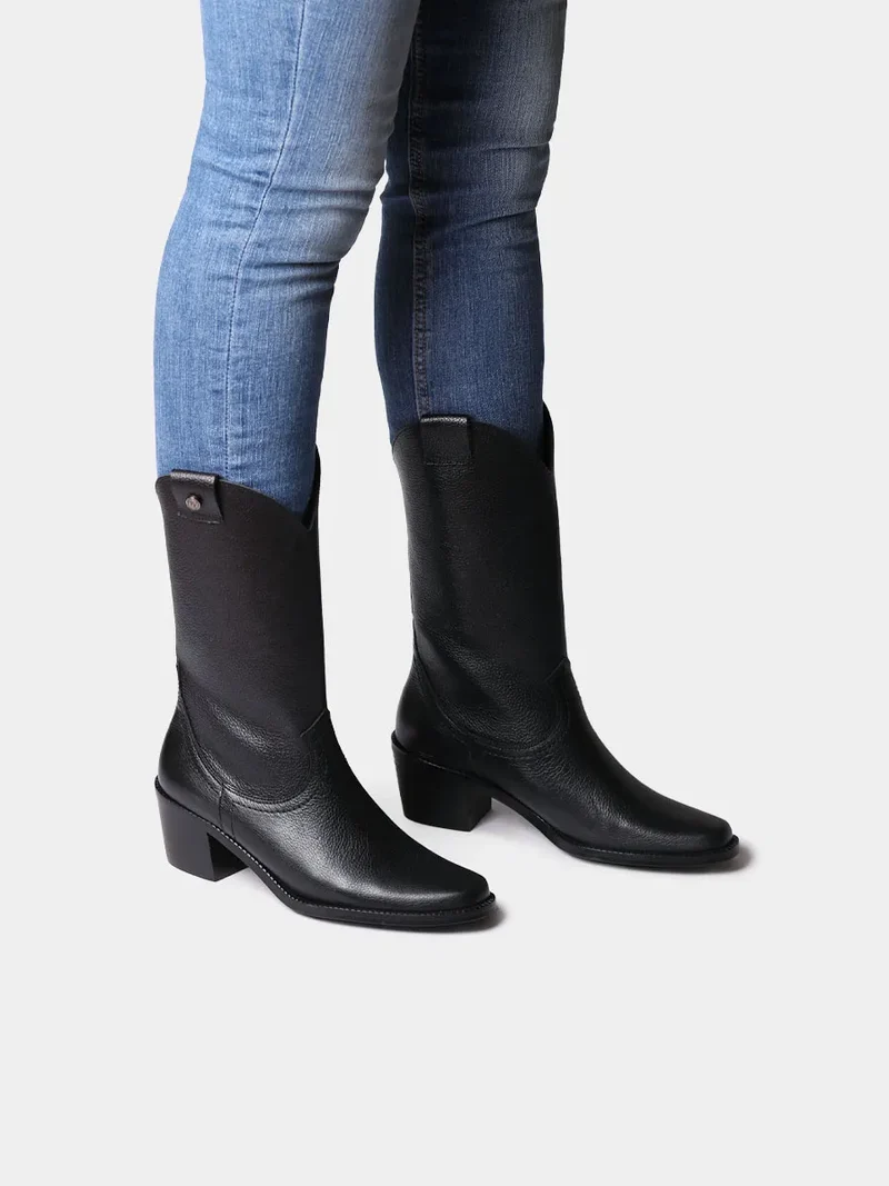 Botines de mujer cowboy en piel con tacón | UBEDA