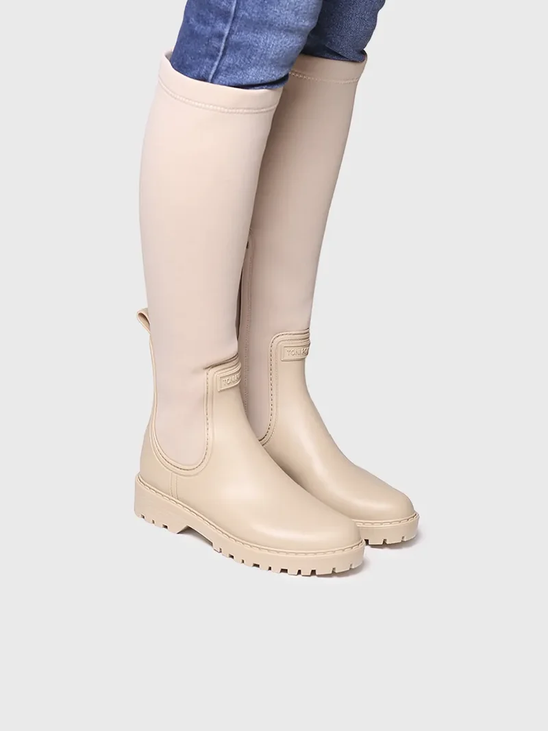 Bota alta de agua para mujer en goma y licra | CARDIFF