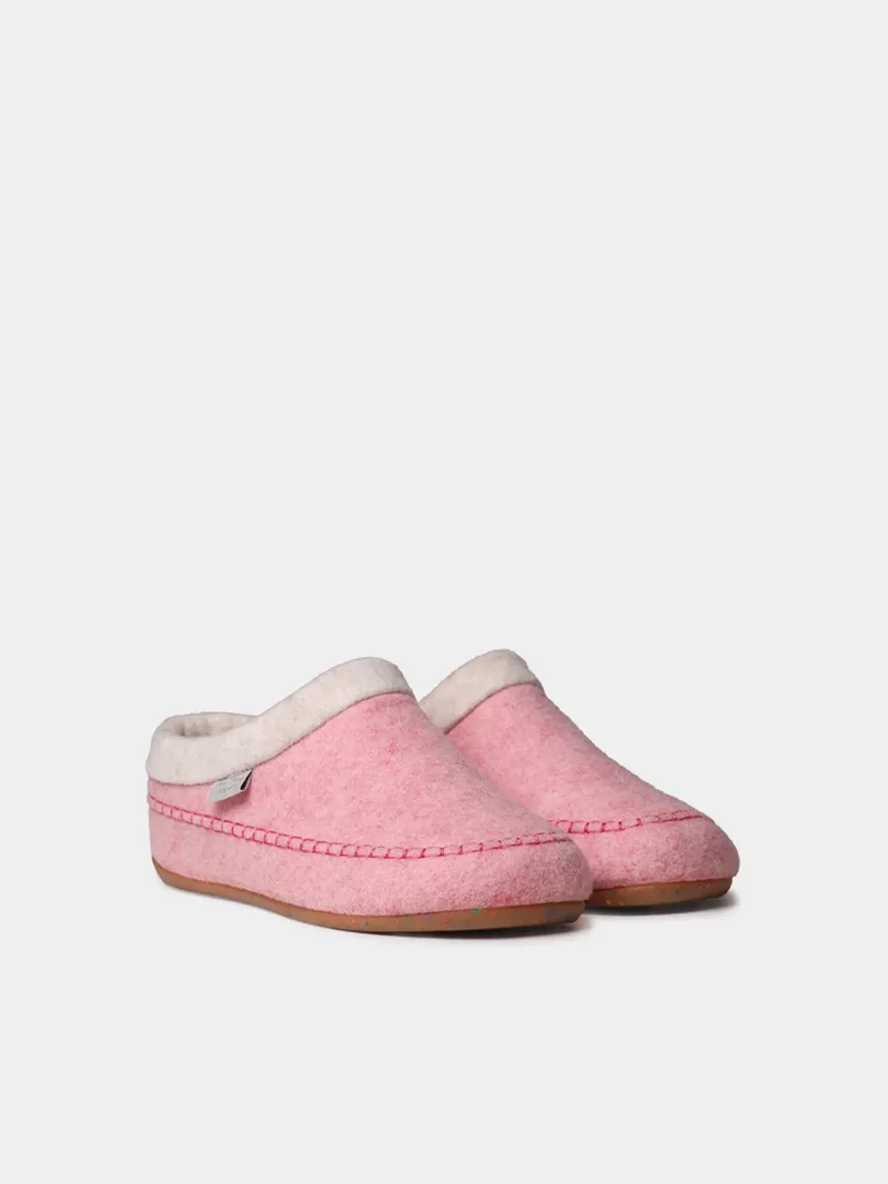 Slippers destalonadas en fieltro con cuña para mujer | ALBONS
