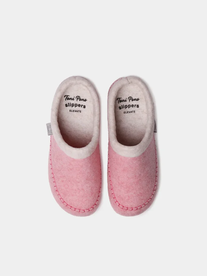 Slippers destalonadas en fieltro con cuña para mujer | ALBONS