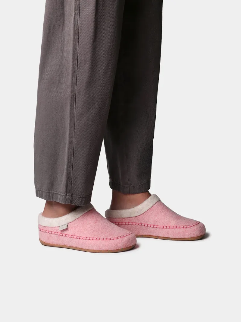 Slippers destalonadas en fieltro con cuña para mujer | ALBONS