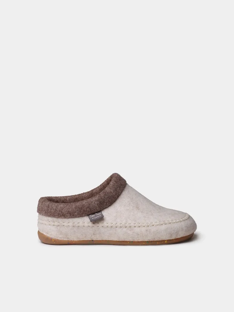 Slippers destalonadas en fieltro con cuña para mujer | ALBONS