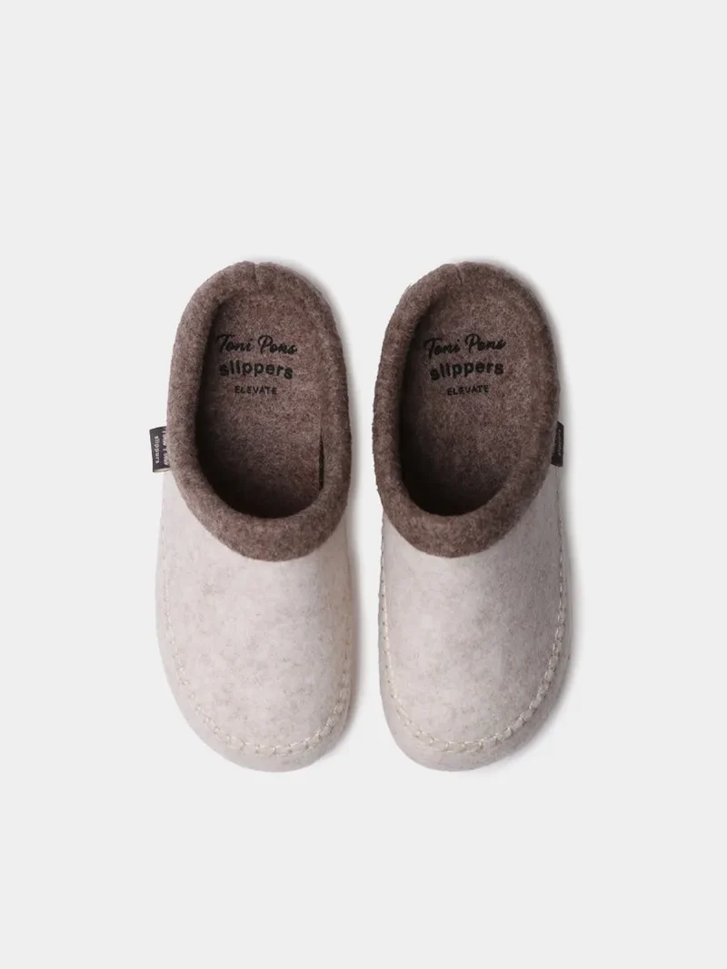 Slippers destalonadas en fieltro con cuña para mujer | ALBONS