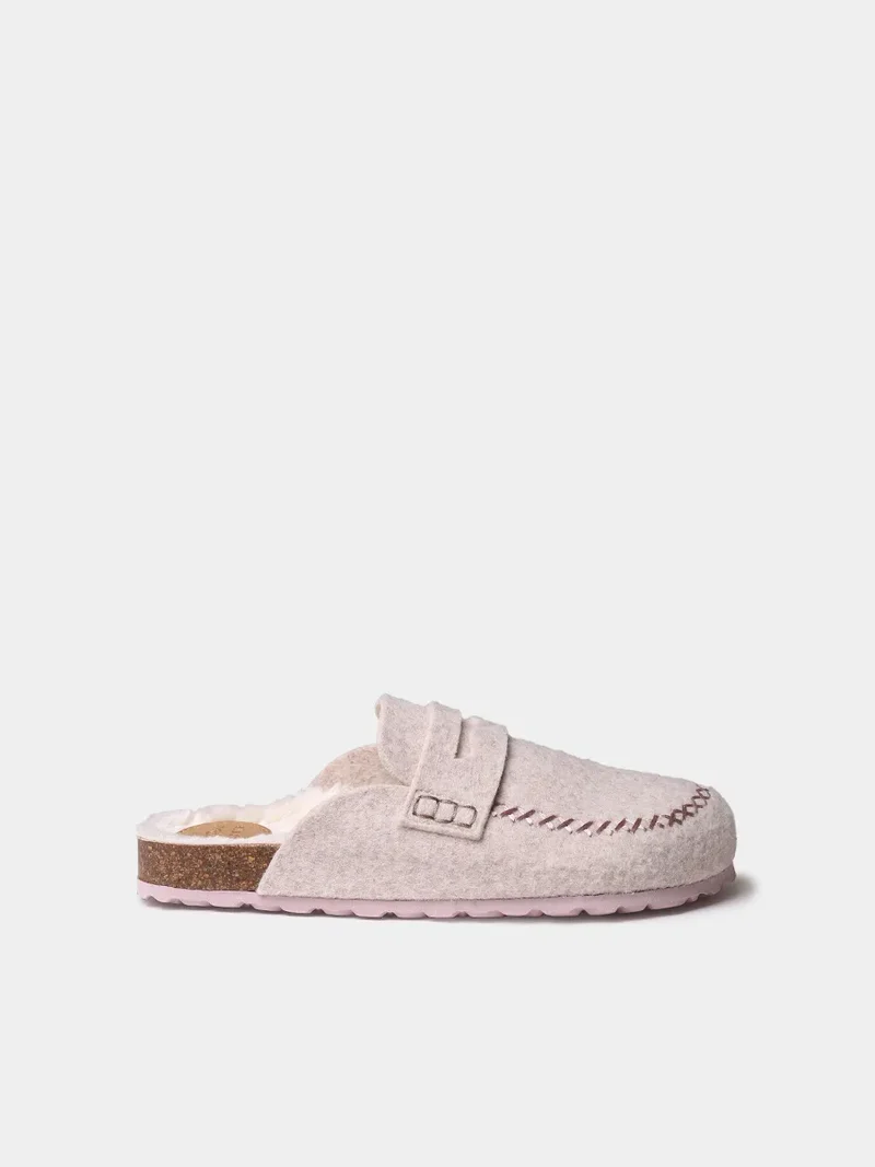 Zueco de fieltro con suela de corcho para mujer | GANDESA