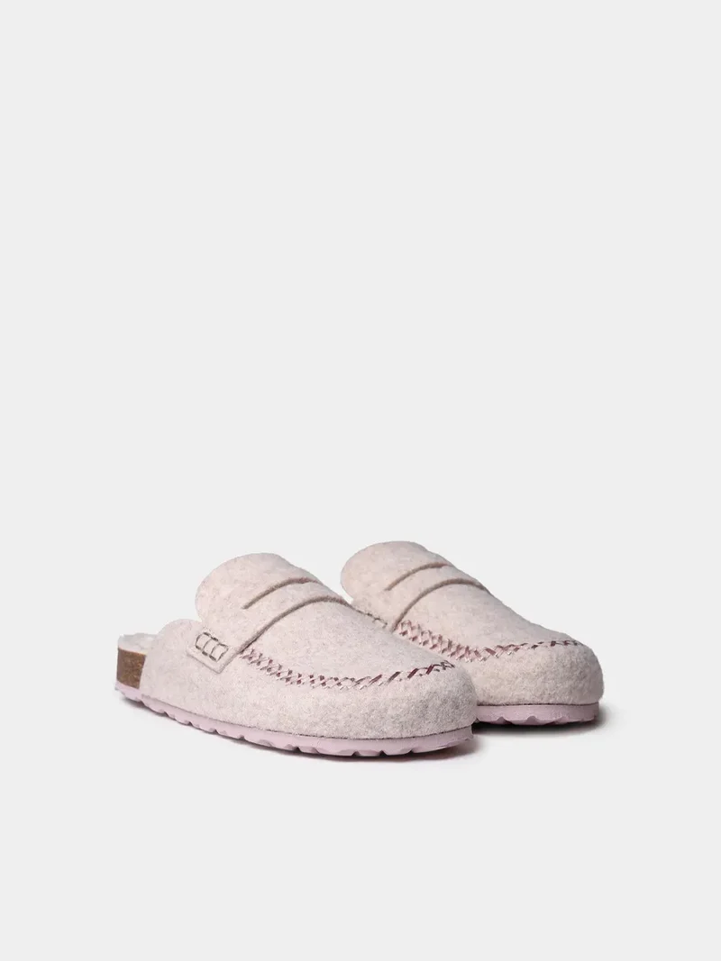 Zueco de fieltro con suela de corcho para mujer | GANDESA