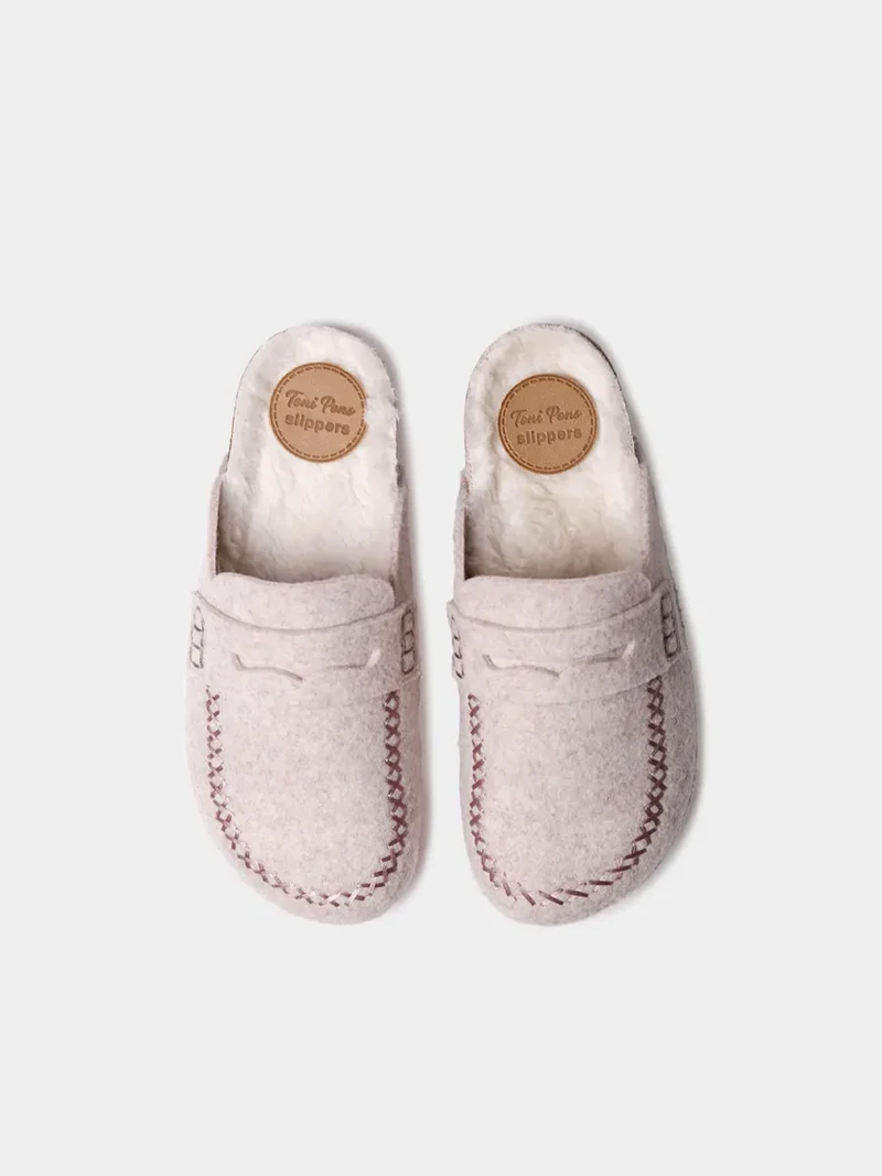 Zueco de fieltro con suela de corcho para mujer | GANDESA