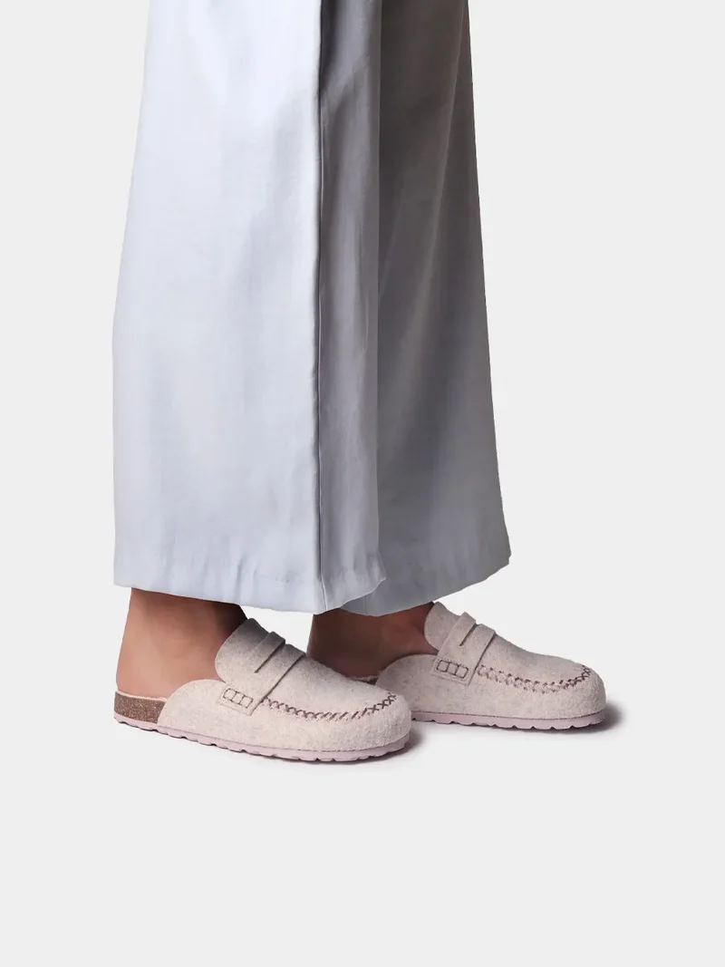Zueco de fieltro con suela de corcho para mujer | GANDESA