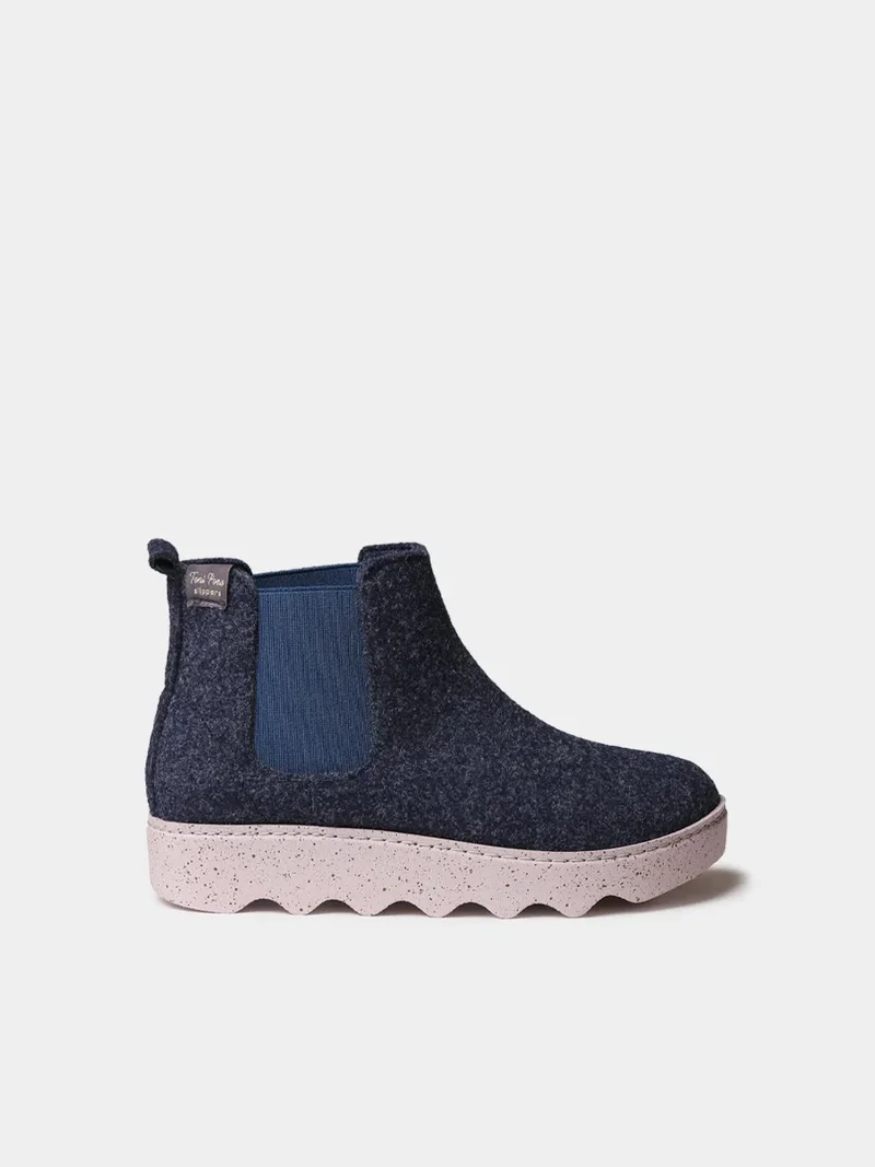 Zapatilla abotinada de fieltro reciclado para mujer | JARA-FR