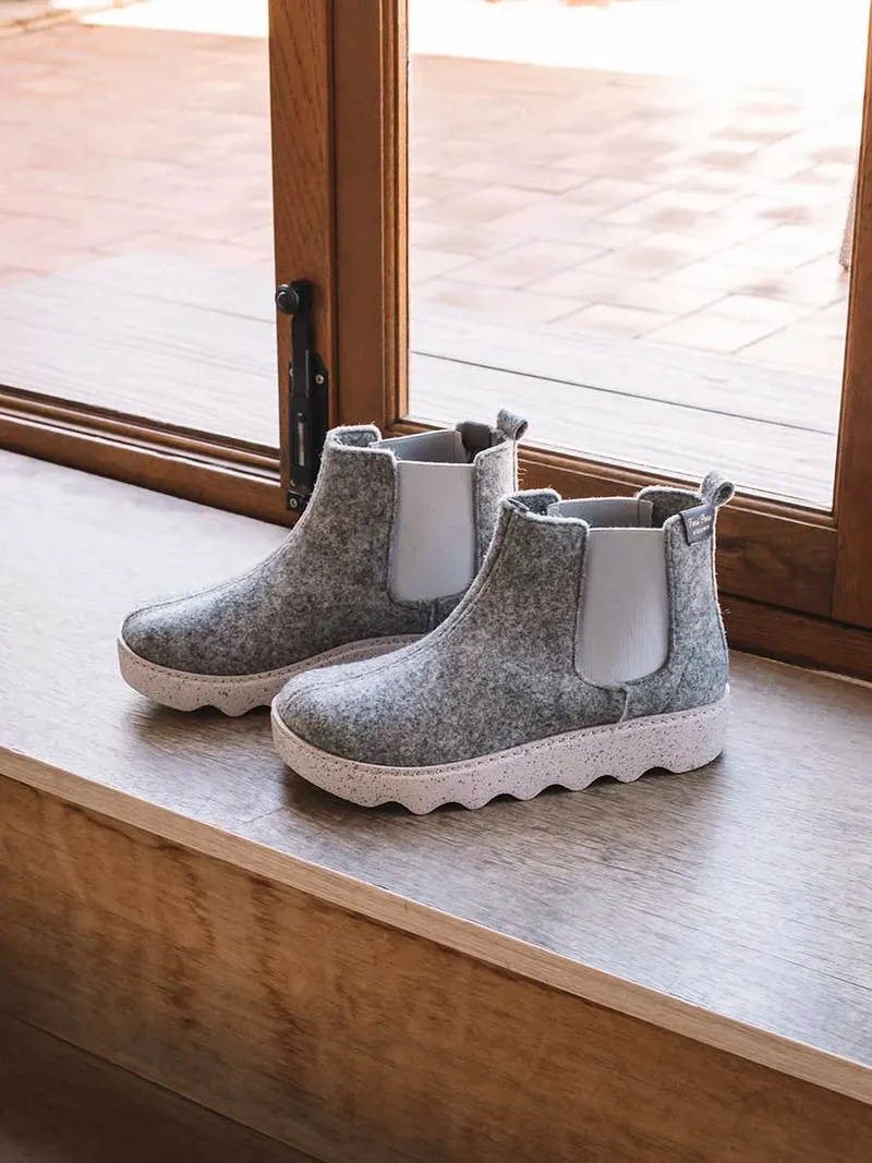 Zapatilla abotinada de fieltro reciclado para mujer | JARA-FR