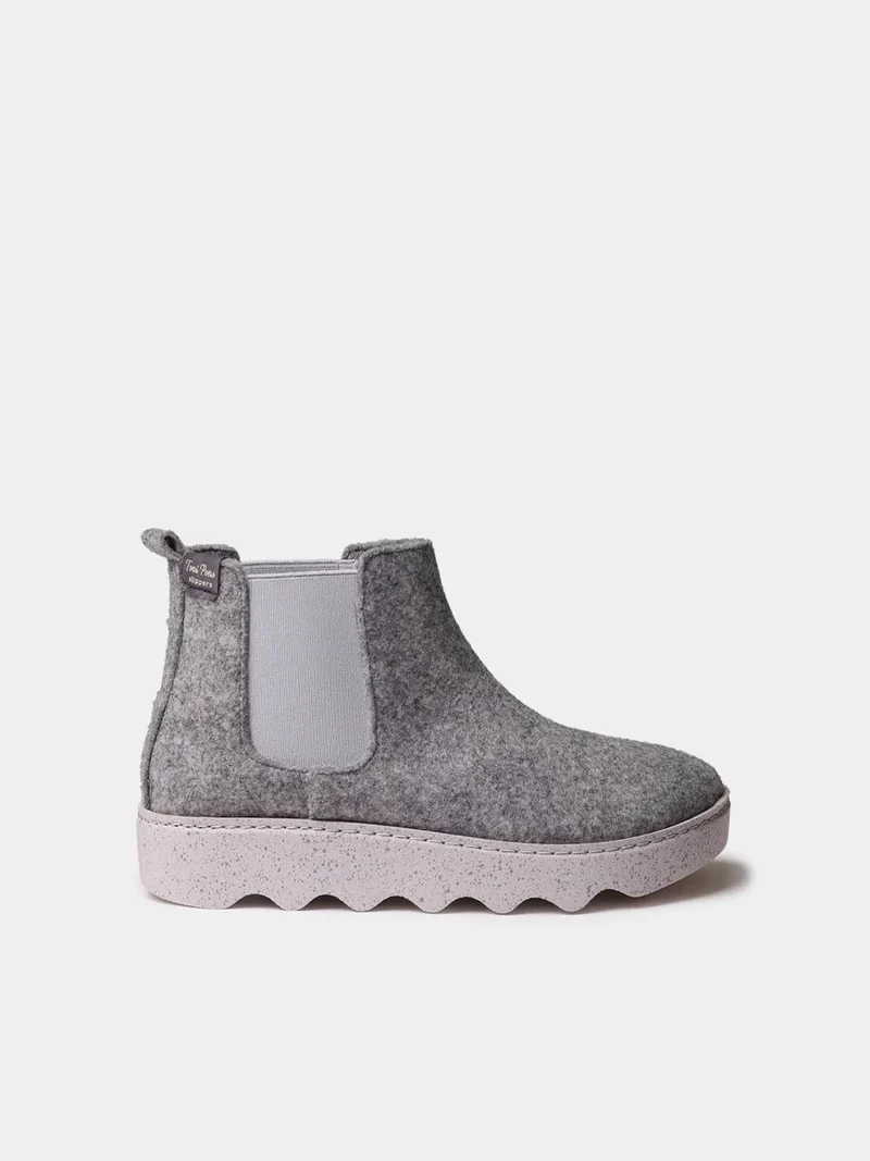 Zapatilla abotinada de fieltro reciclado para mujer | JARA-FR