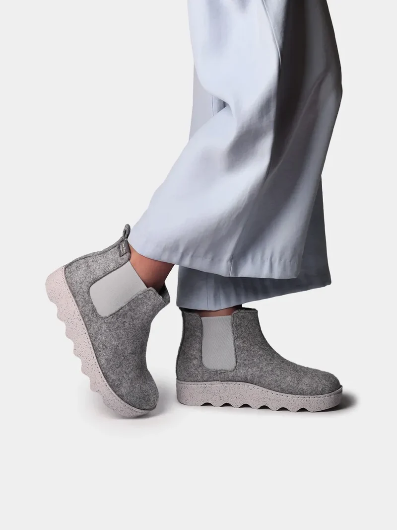 Zapatilla abotinada de fieltro reciclado para mujer | JARA-FR