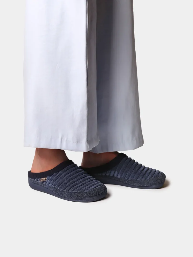 Zapatilla tipo zueco de mujer en pelo sintético y fieltro | MALU-OD