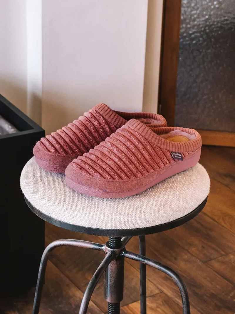 Zapatilla tipo zueco de mujer en pelo sintético y fieltro | MALU-OD