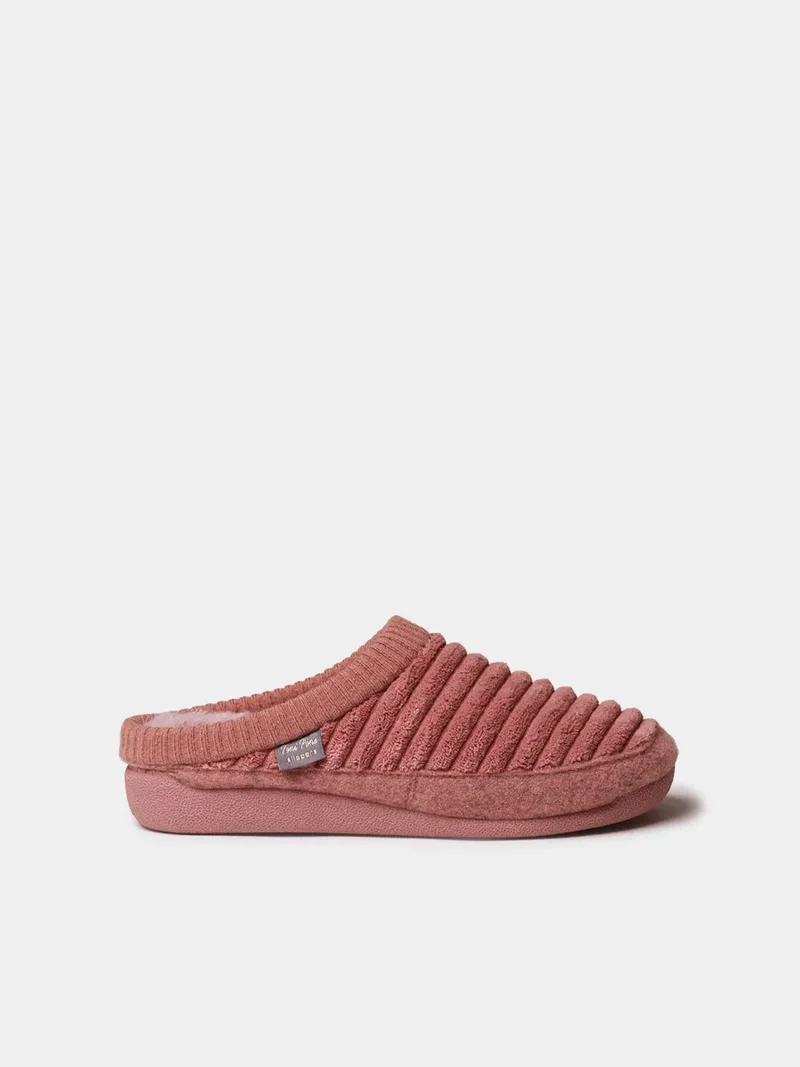 Zapatilla tipo zueco de mujer en pelo sintético y fieltro | MALU-OD