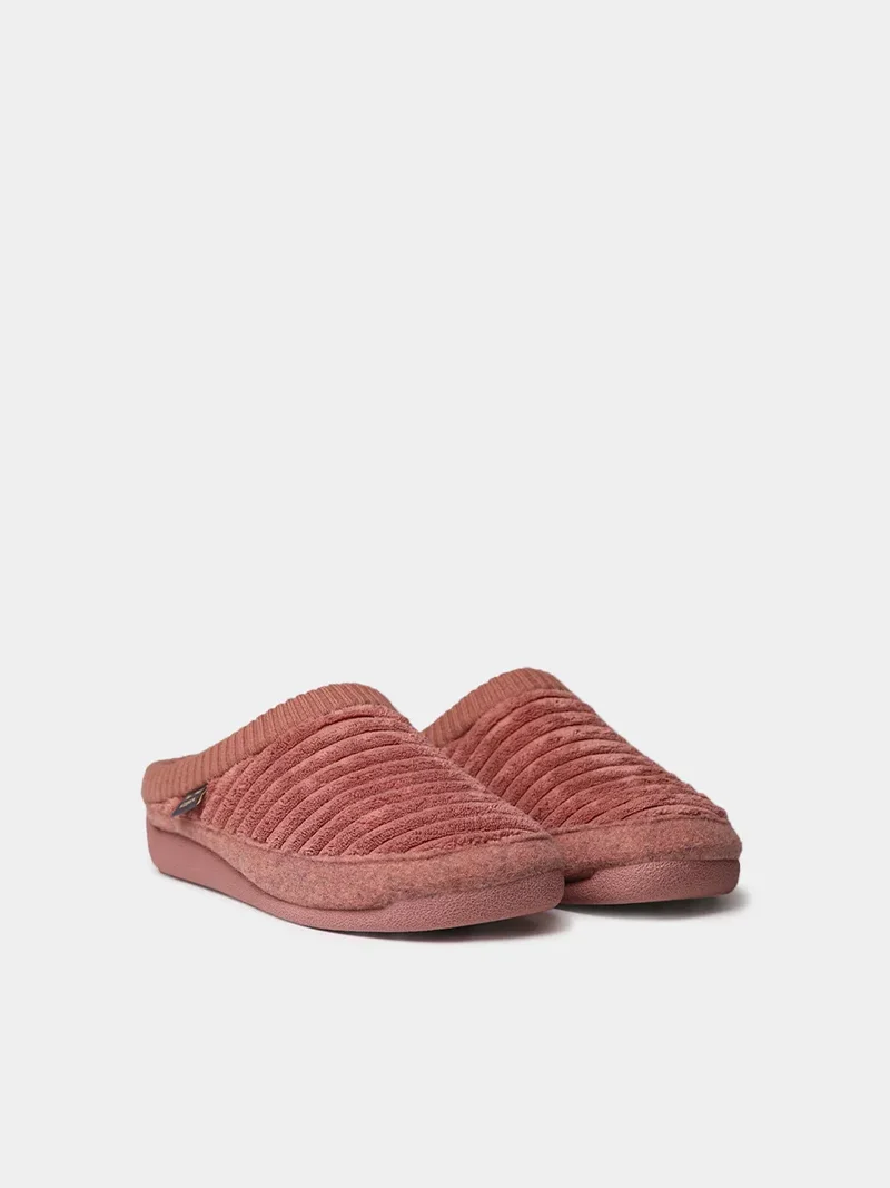 Zapatilla tipo zueco de mujer en pelo sintético y fieltro | MALU-OD