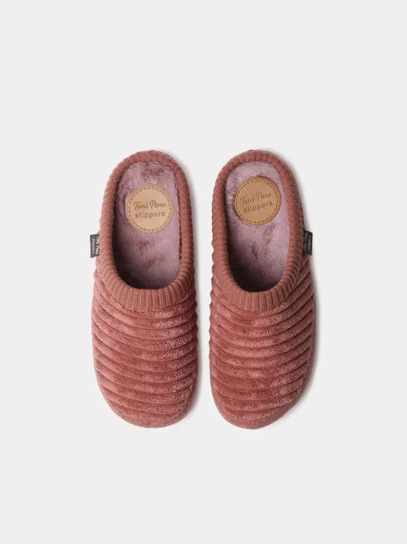 Zapatilla tipo zueco de mujer en pelo sintético y fieltro | MALU-OD