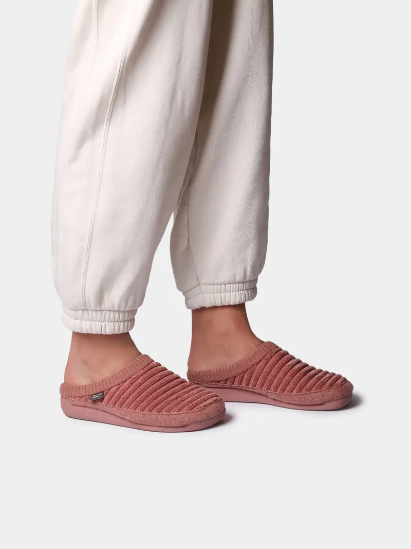 Zapatilla tipo zueco de mujer en pelo sintético y fieltro | MALU-OD