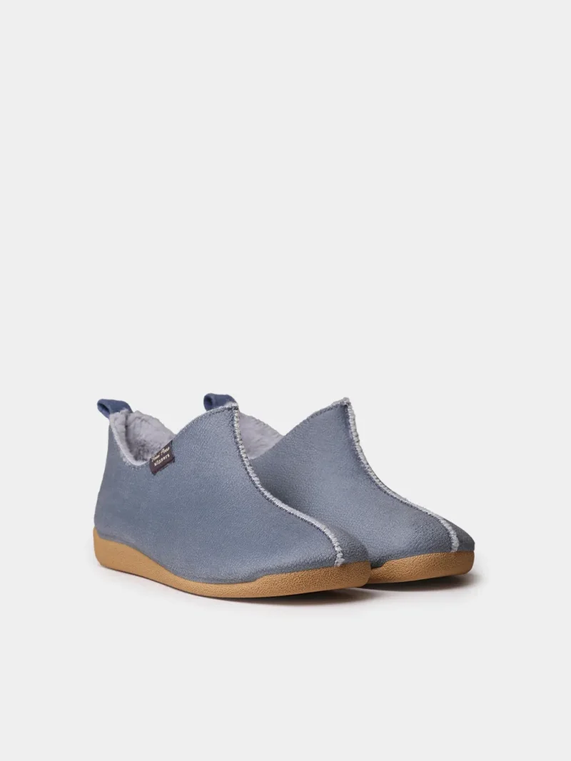 Zapatilla de casa abotinada para mujer en tejido | MOSCU-BD