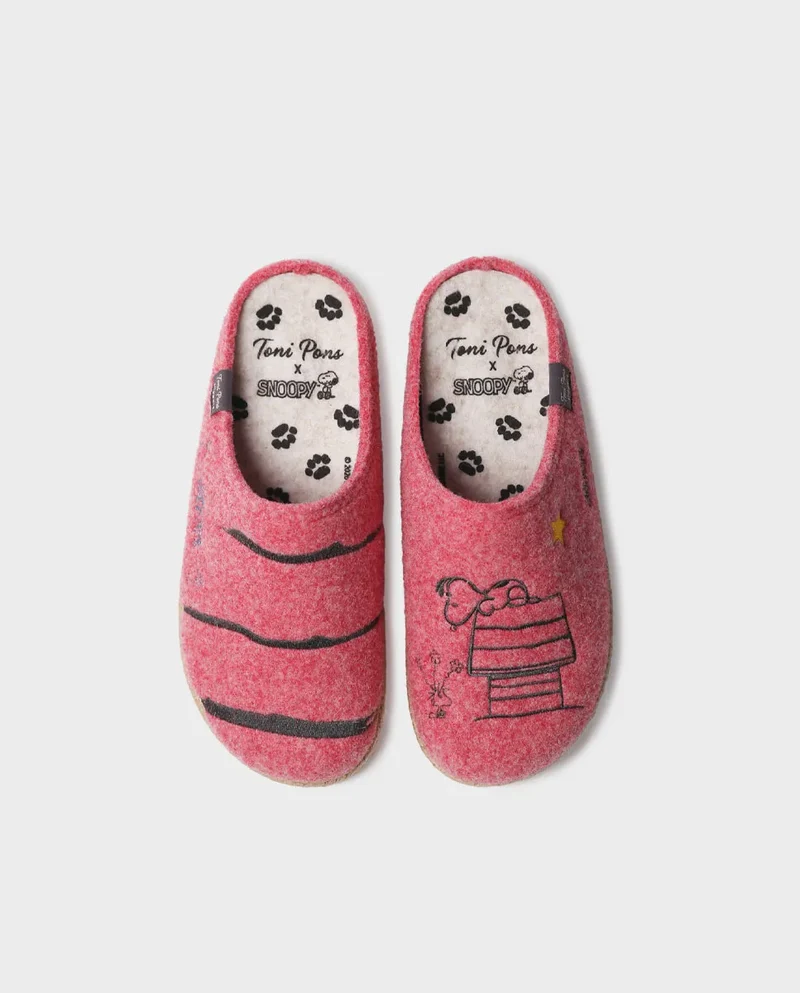 Slippers tipo zueco de Snoopy para mujer en fieltro | SNOOPY