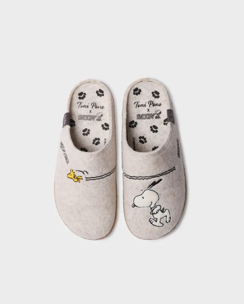 Slippers tipo zueco de Snoopy para mujer en fieltro | SNOOPY