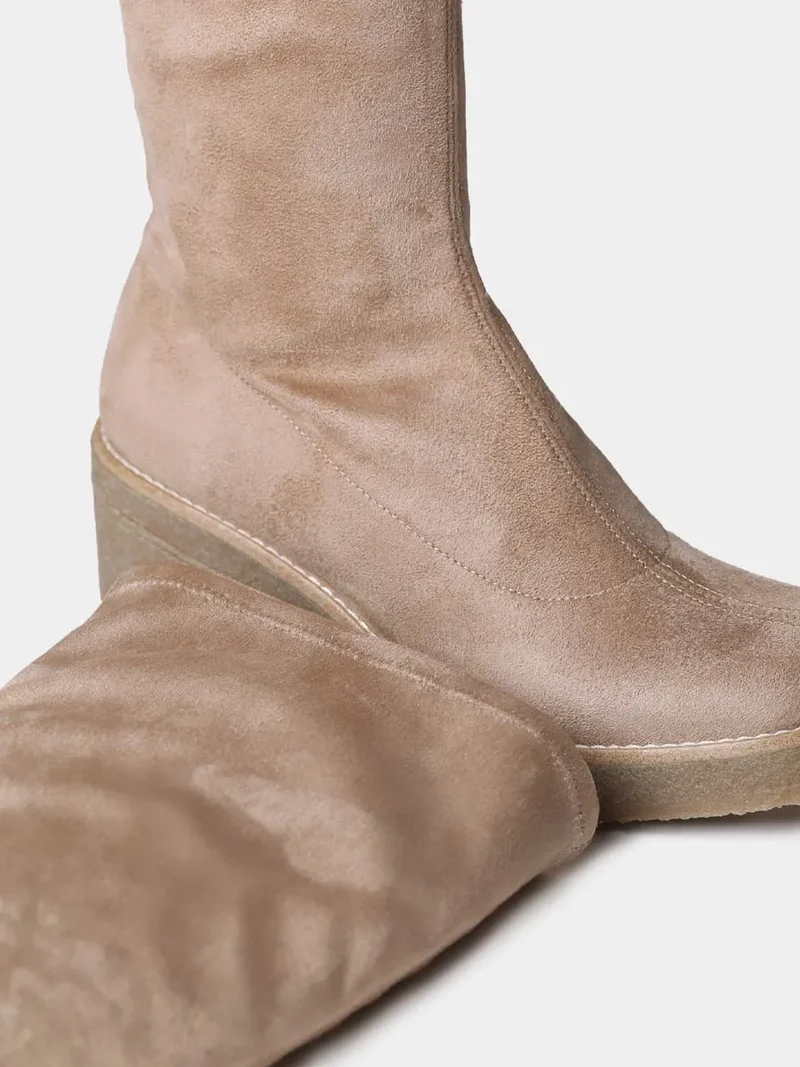 Bota alta de mujer en tejido elástico tipo ante | PADOVA