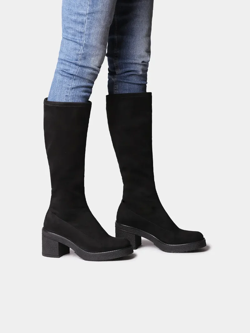 Bota alta de mujer en tejido elástico tipo ante | PADOVA