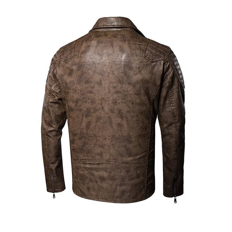 Herren Kunstleder-Bikerjacke mit Schultersteppungen, asymmetrischem Reißverschluss und verstellbarem Taillengürtel Nord Taschen