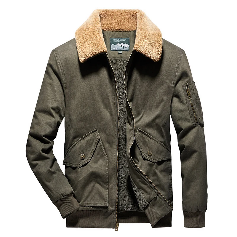 Herren kraftvoller Canvas-Pilotenblouson mit Sherpa-Kragen und Teddyfleece-Innenfutter Nord Taschen