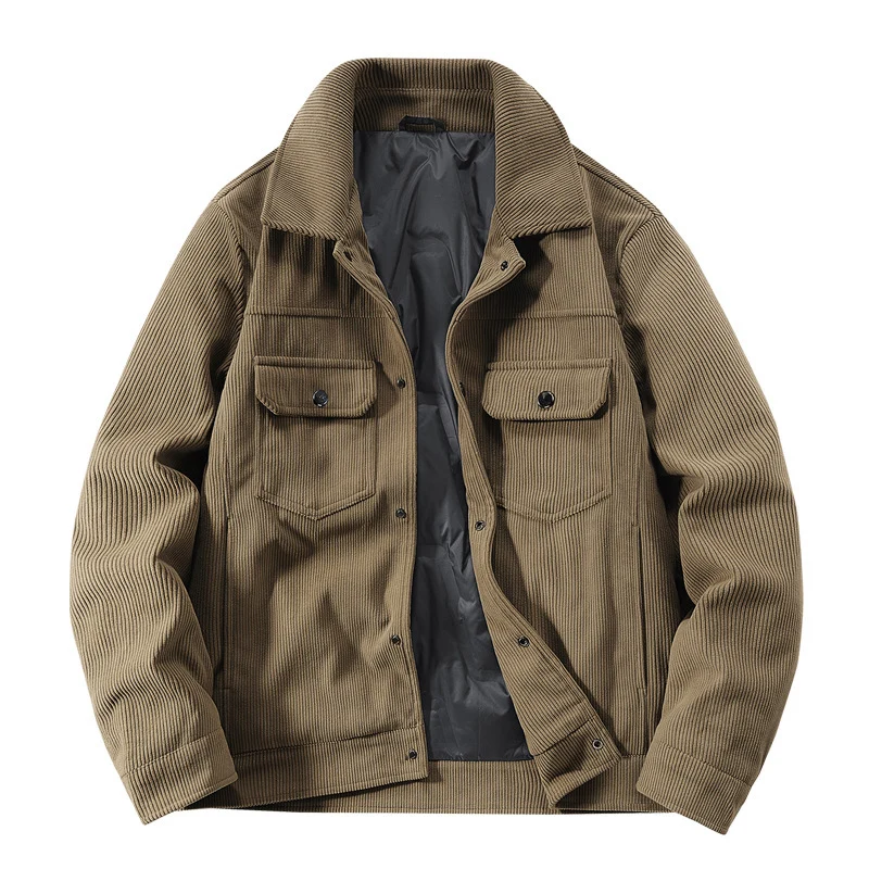 Herren Kordjacke mit gestepptem Innenfutter, zwei Brusttaschen und Druckknopfverschluss Nord Taschen