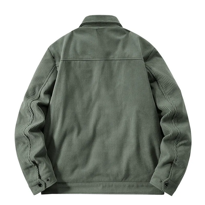 Herren Kordjacke mit gestepptem Innenfutter, zwei Brusttaschen und Druckknopfverschluss Nord Taschen