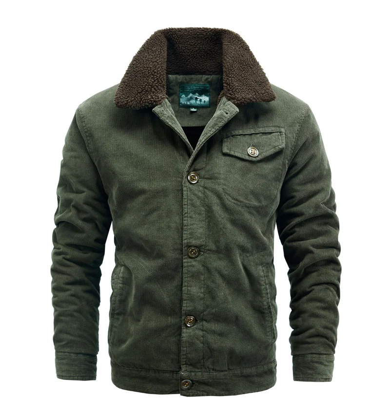 Herren Kordjacke im Truckerstil mit kuscheliger Sherpa‑Innenlage und Vintage‑Knöpfen Nord Taschen