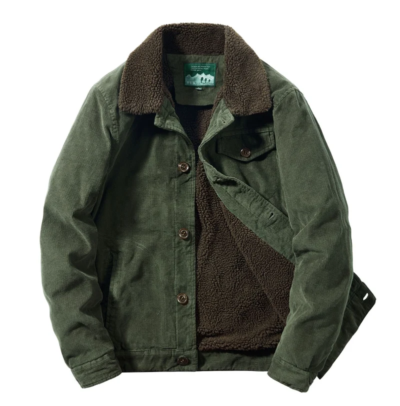Herren Kordjacke im Truckerstil mit kuscheliger Sherpa‑Innenlage und Vintage‑Knöpfen Nord Taschen