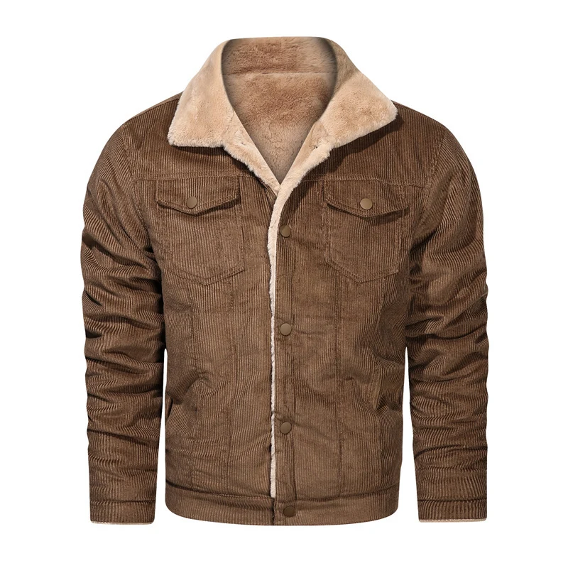 Herren Kord-Truckerjacke mit Teddyfutter und Druckknopfverschluss Nord Taschen