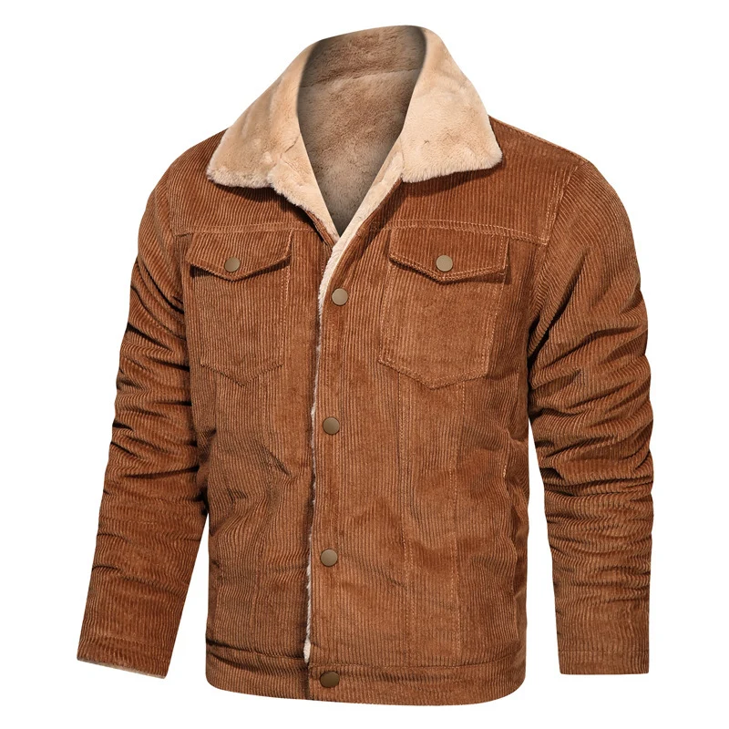 Herren Kord-Truckerjacke mit Teddyfutter und Druckknopfverschluss Nord Taschen