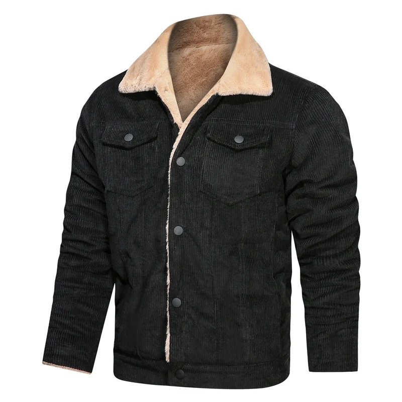 Herren Kord-Truckerjacke mit Teddyfutter und Druckknopfverschluss Nord Taschen