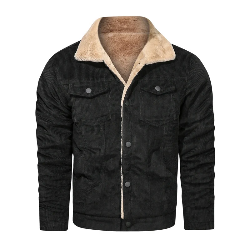 Herren Kord-Truckerjacke mit Teddyfutter und Druckknopfverschluss Nord Taschen